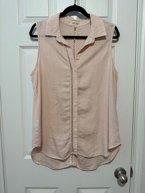 EUC BELLA DAHL SLEEVELESS BUTTON DOWN TUNIC BLUSH PINK SIZE LARGE